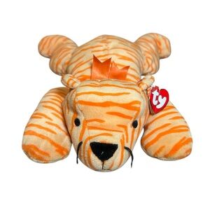 TY Pillow Pals 15” Purr Orange Striped Tiger Cat Plush Beanie Baby Vintage 1996